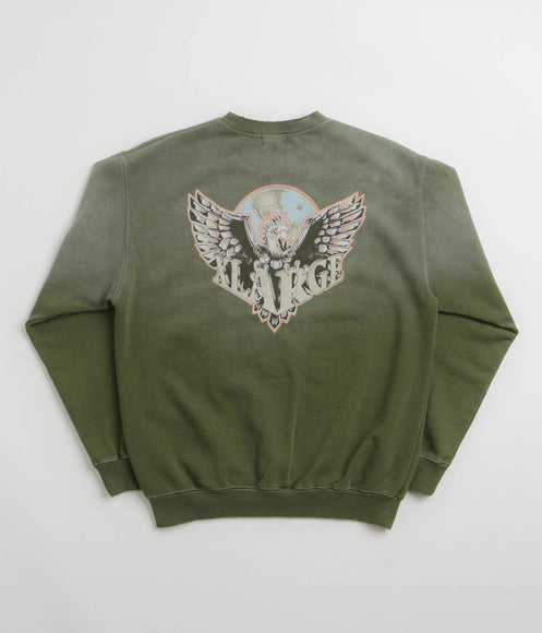 XLarge Eagle Wings To The World Crewneck Sweatshirt - Olive