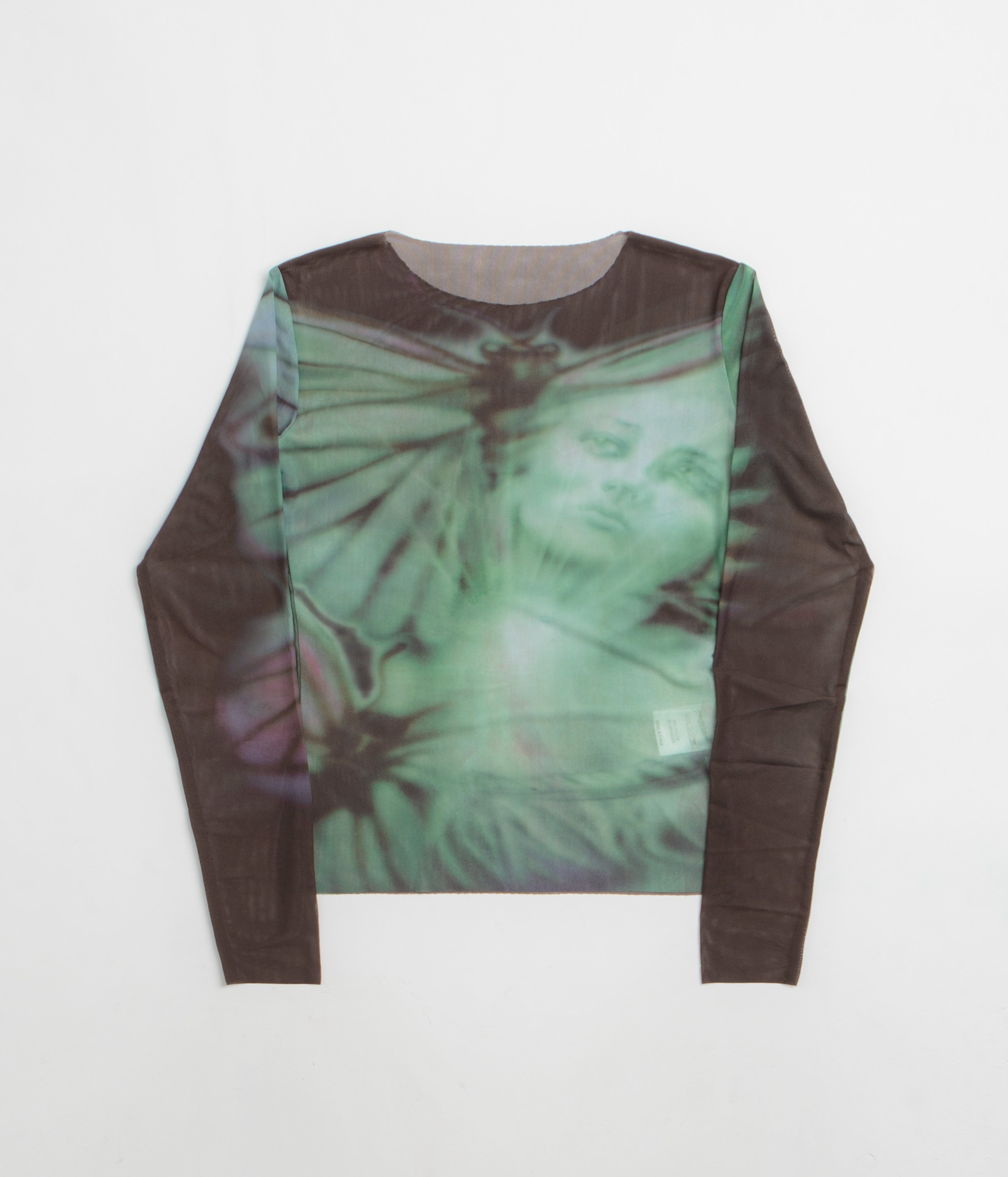 Yardsale Butterfly Mesh Long Sleeve T-Shirt in Black