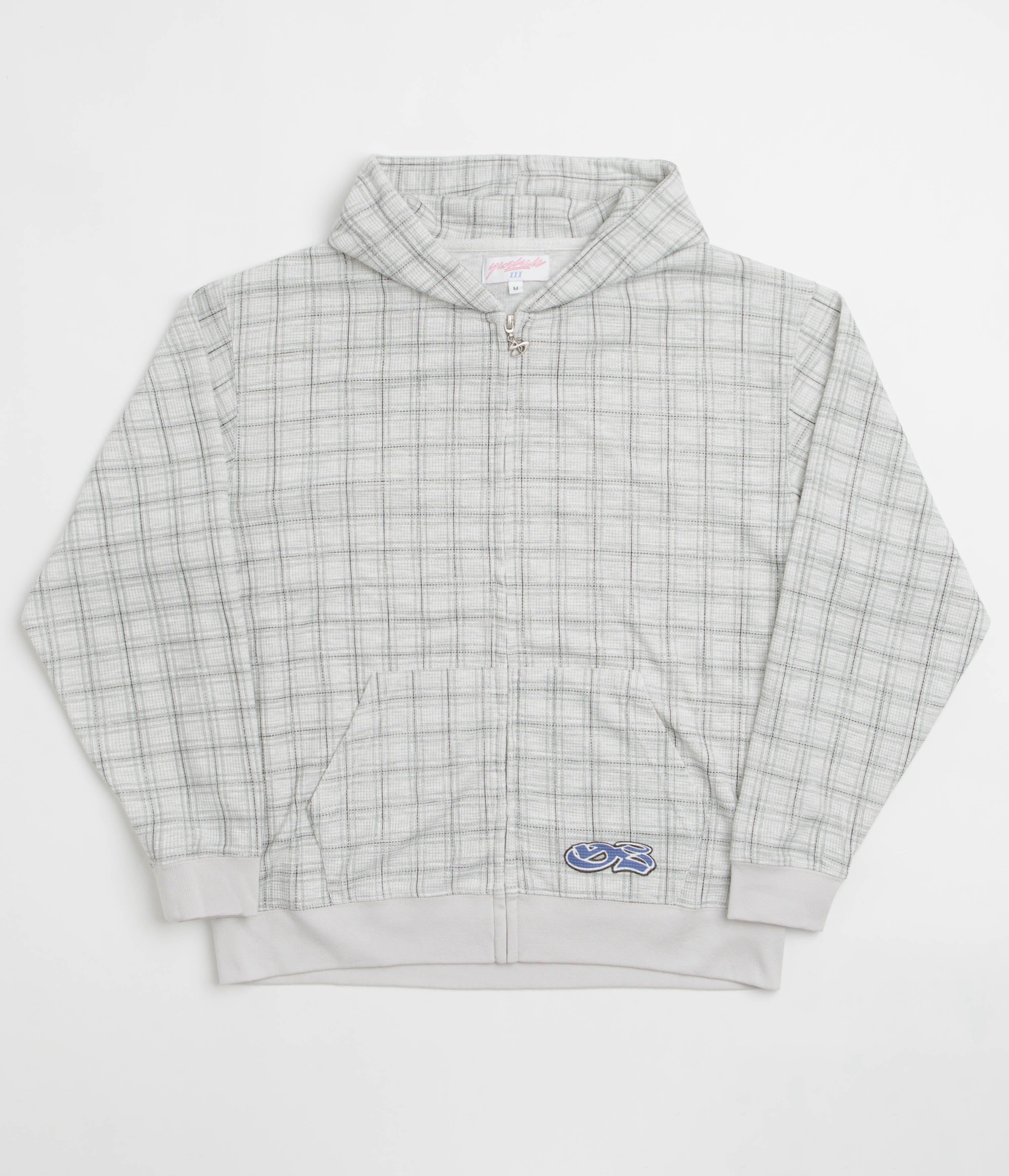 Yardsale Check Waffle Full Zip Hoodie in Grey