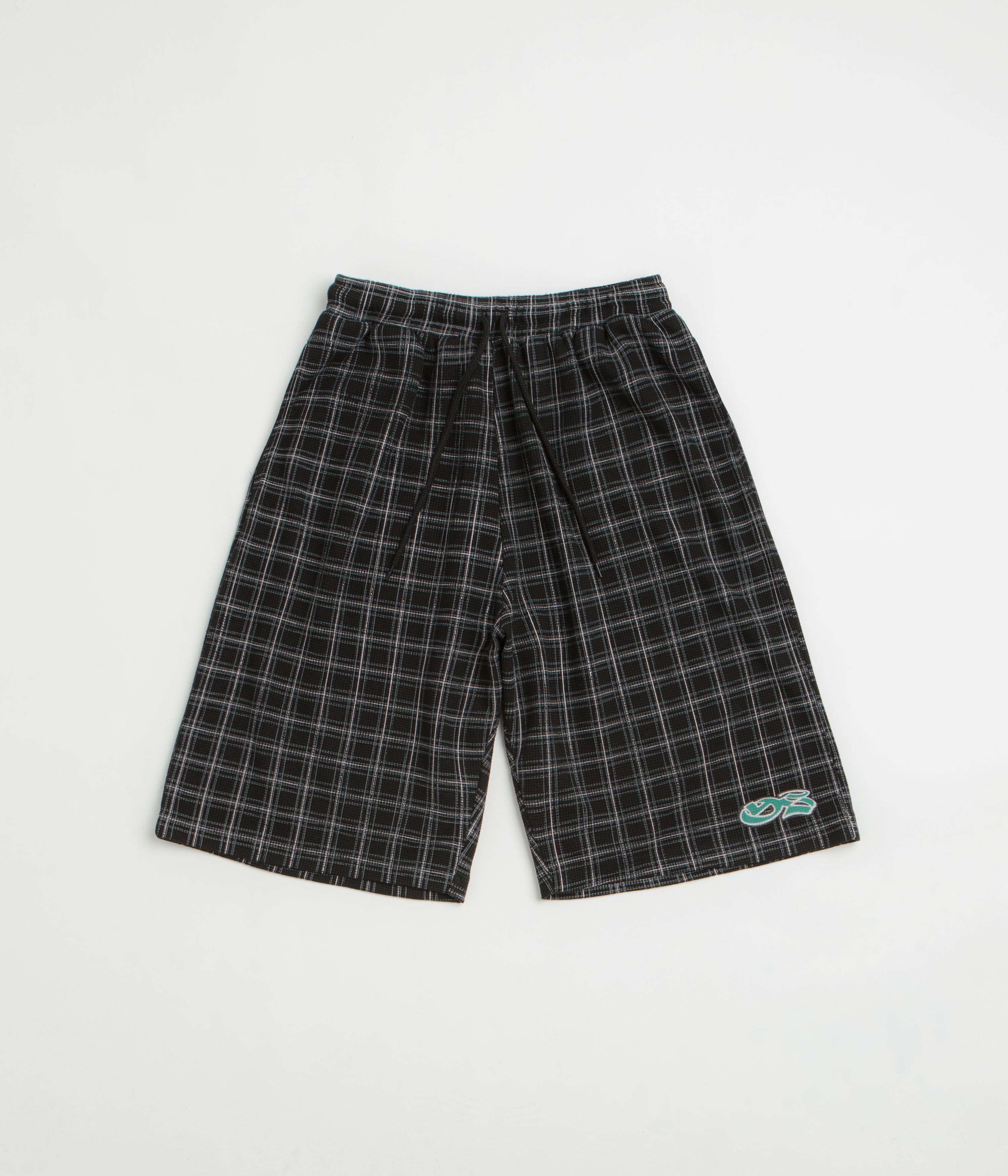 Yardsale Check Waffle Shorts in Black