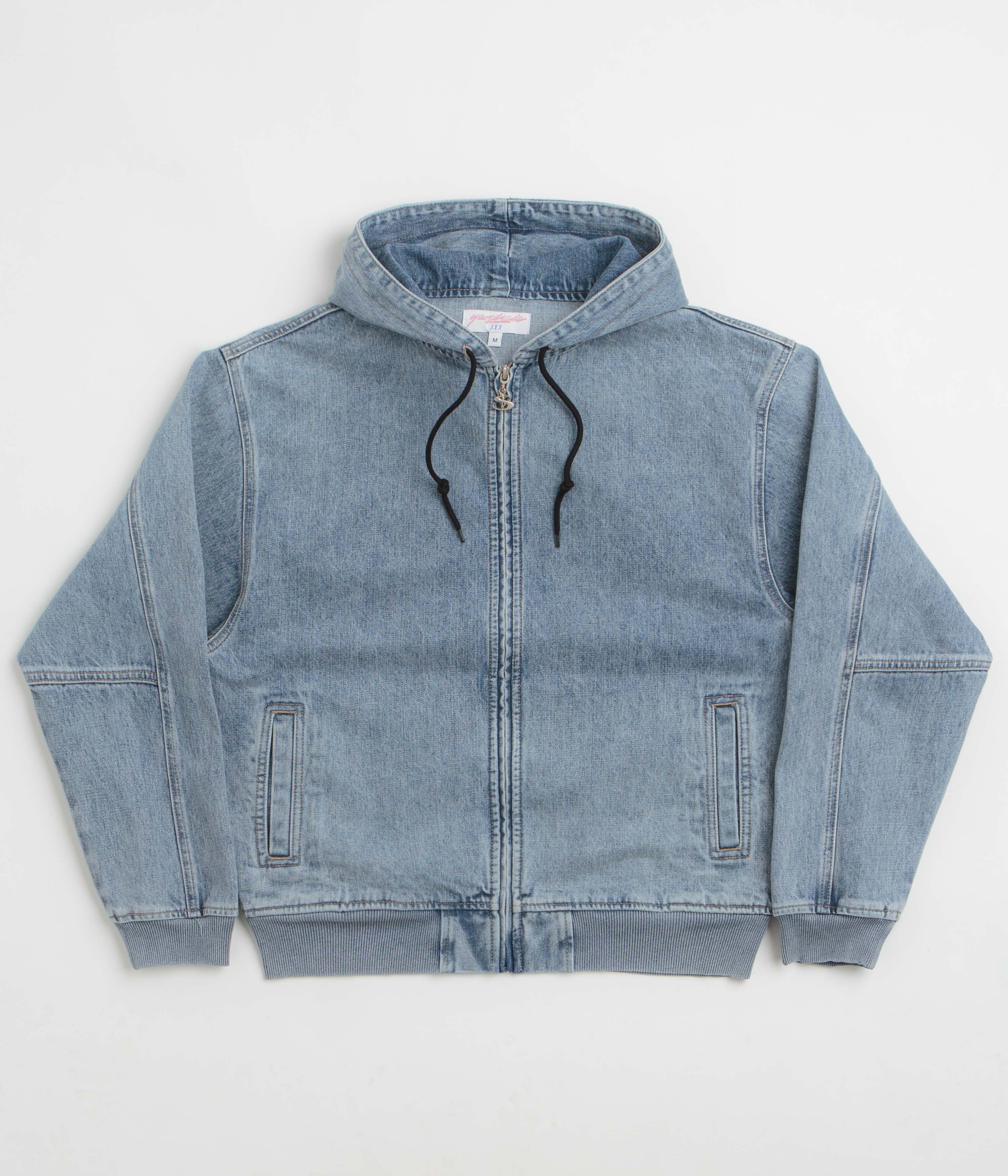 Yardsale Denim Full Zip Hoodie in Blue