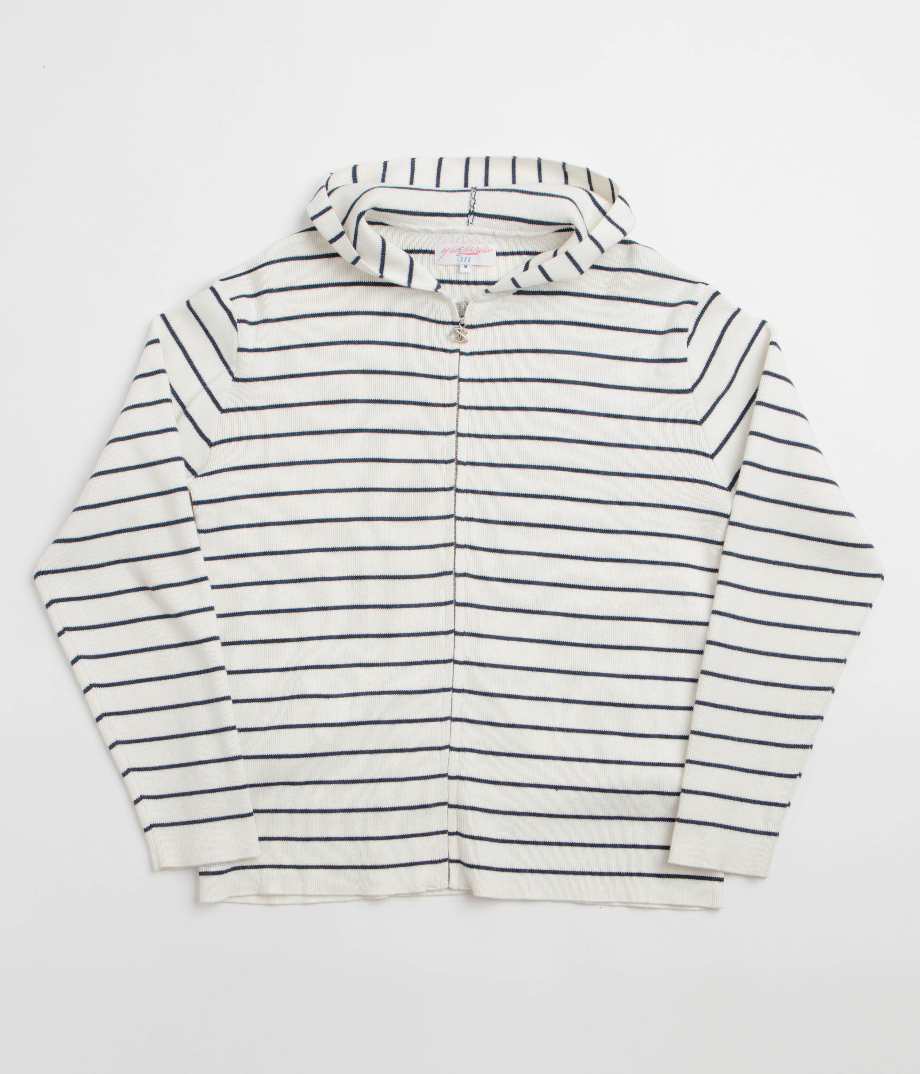 Yardsale French Knit Full Zip Hoodie in White and Navy