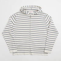 Yardsale French Knit Full Zip Hoodie in White and Navy thumbnail
