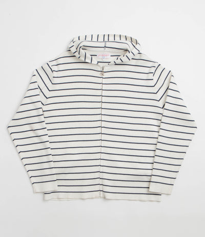 Yardsale French Knit Full Zip Hoodie in White and Navy