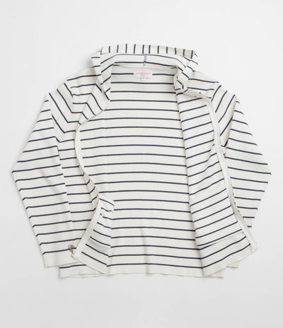 Yardsale French Knit Full Zip Hoodie in White and Navy