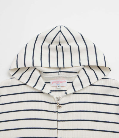 Yardsale French Knit Full Zip Hoodie in White and Navy