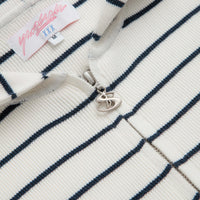 Yardsale French Knit Full Zip Hoodie in White and Navy thumbnail