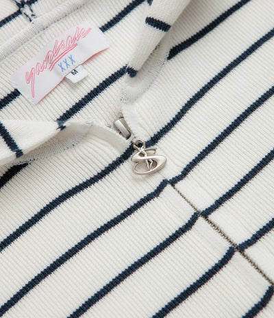 Yardsale French Knit Full Zip Hoodie in White and Navy