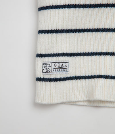 Yardsale French Knit Full Zip Hoodie in White and Navy