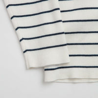 Yardsale French Knit Full Zip Hoodie in White and Navy thumbnail