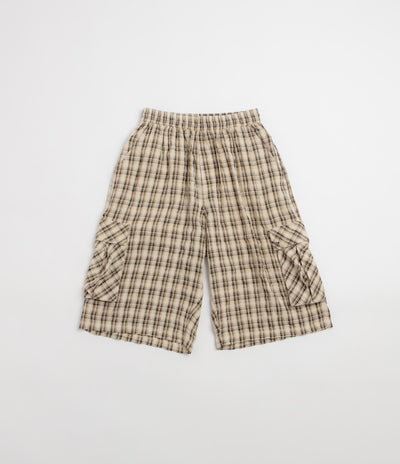 Yardsale Plaid Cargo Shorts in Cream and Black