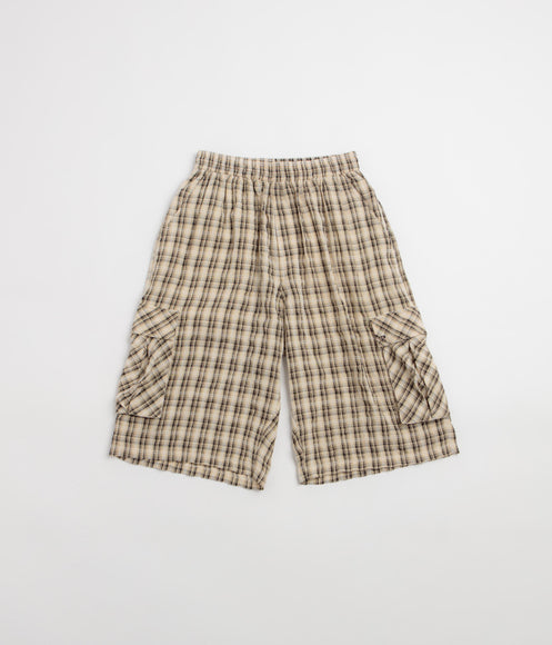 Yardsale Plaid Cargo Shorts - Cream / Black