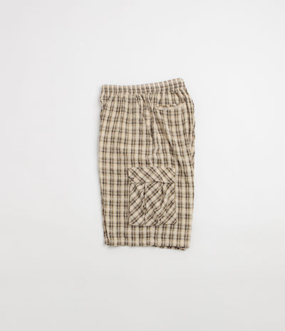 Yardsale Plaid Cargo Shorts in Cream and Black