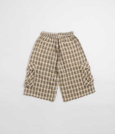 Yardsale Plaid Cargo Shorts in Cream and Black