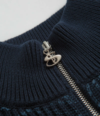 Yardsale Ripper Knit Zip Sweatshirt Long - Navy ...