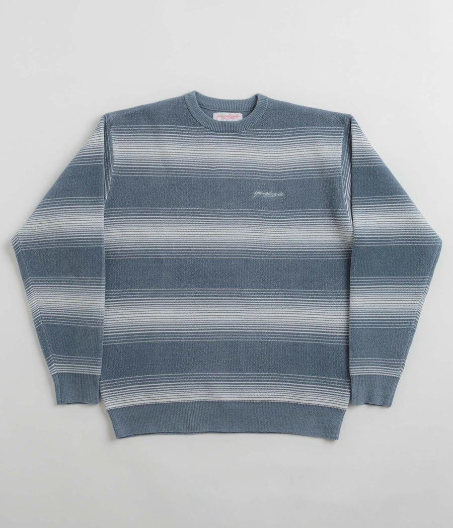 Yardsale Ripple Chenille Crewneck Sweatshirt - White / Blue