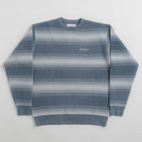 Yardsale Ripple Chenille Crewneck Sweatshirt in White and Blue thumbnail