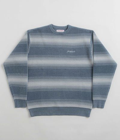 Yardsale Ripple Chenille Crewneck Sweatshirt in White and Blue