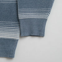 Yardsale Ripple Chenille Crewneck Sweatshirt in White and Blue thumbnail