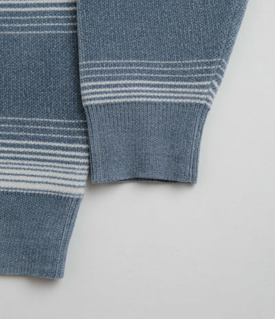 Yardsale Ripple Chenille Crewneck Sweatshirt in White and Blue