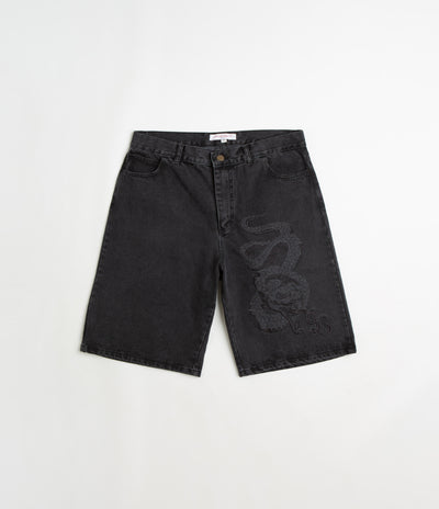 Yardsale Snake Denim Shorts - Black