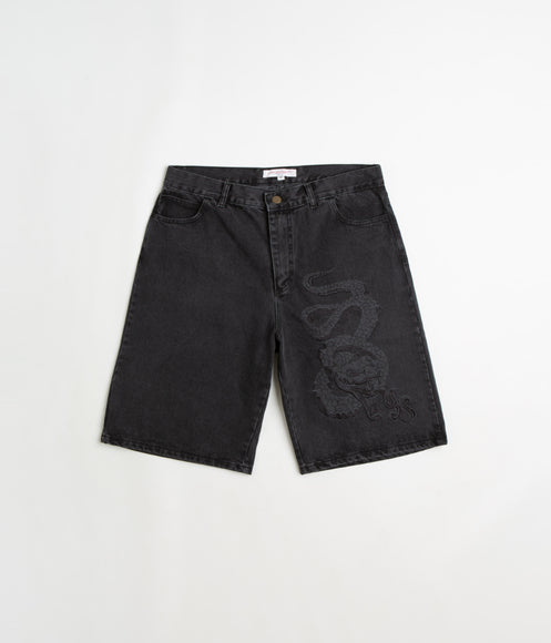 Yardsale Snake Denim Shorts - Black
