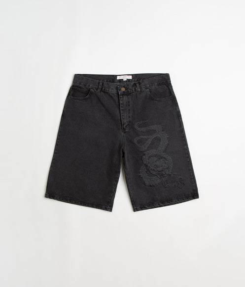 Yardsale Snake Denim Shorts - Black