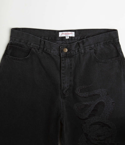 Yardsale Snake Denim Shorts - Black