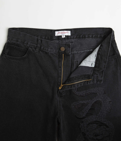 Yardsale Snake Denim Shorts - Black