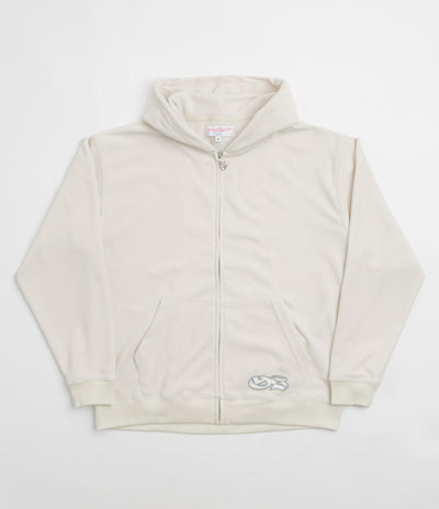 Yardsale Sprayed Waffle Full Zip Hoodie - Cream