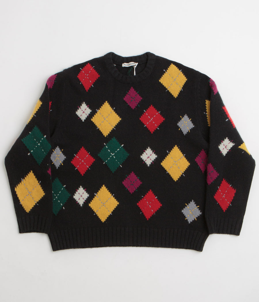 YMC Flint Knit Crewneck Sweatshirt in Black