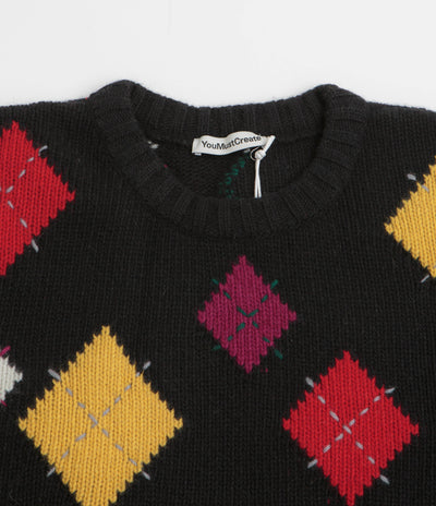 YMC Flint Knit Crewneck Sweatshirt in Black