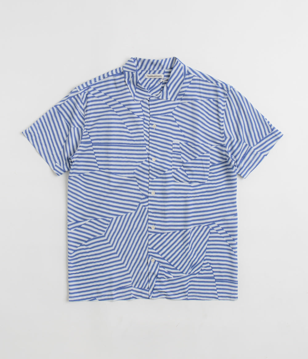 YMC Malick Shirt in Blue and White