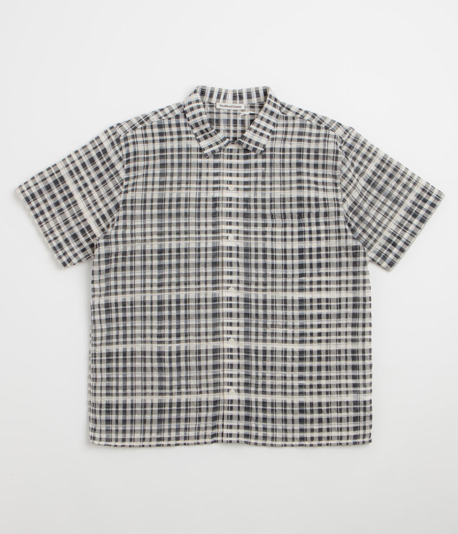 YMC Malick Short Sleeve Shirt - Charcoal / Off White