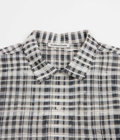 YMC Malick Short Sleeve Shirt - Charcoal / Off White