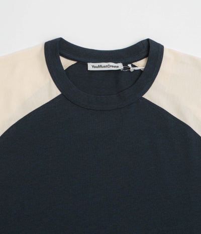 YMC Triple Raglan T Shirt in Navy