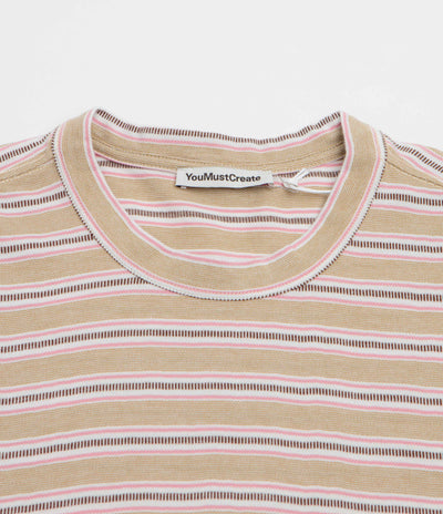 YMC Triple T-Shirt in Taupe and Multi