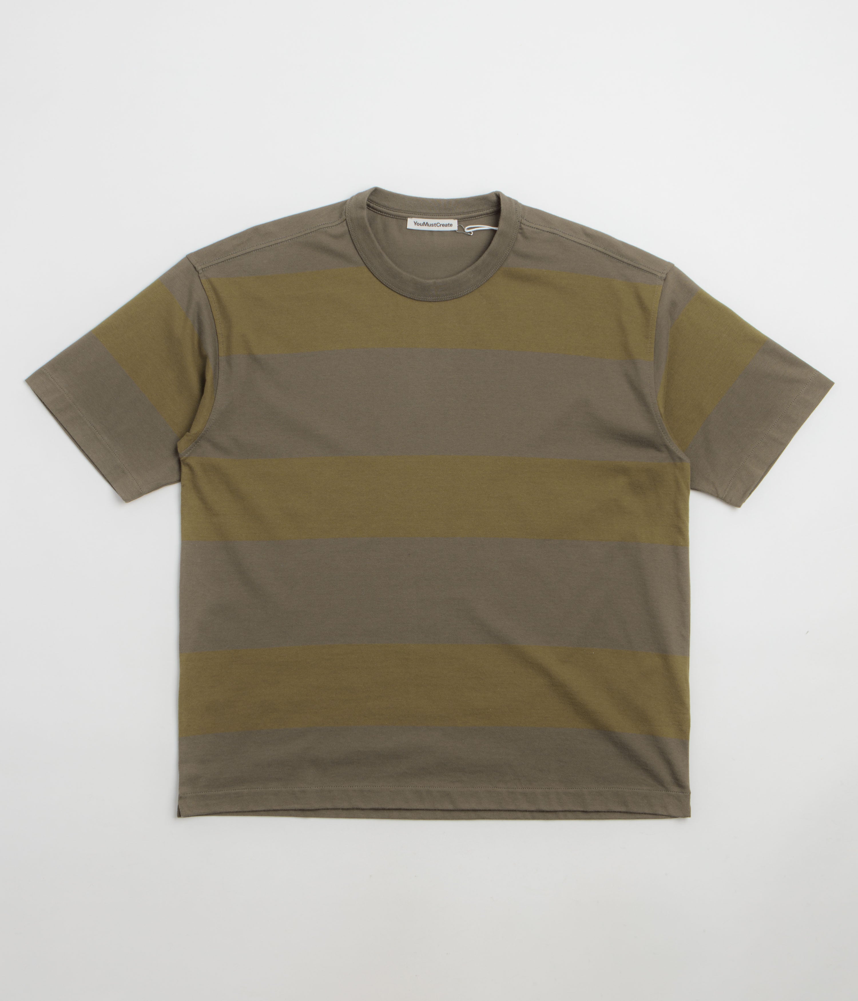 YMC Triple Wide Stripe T-Shirt in Green and Multi