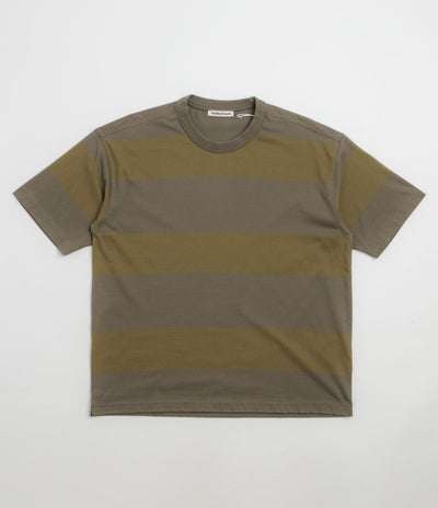 YMC Triple Wide Stripe T-Shirt in Green and Multi