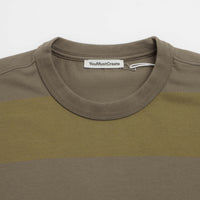 YMC Triple Wide Stripe T-Shirt in Green and Multi thumbnail