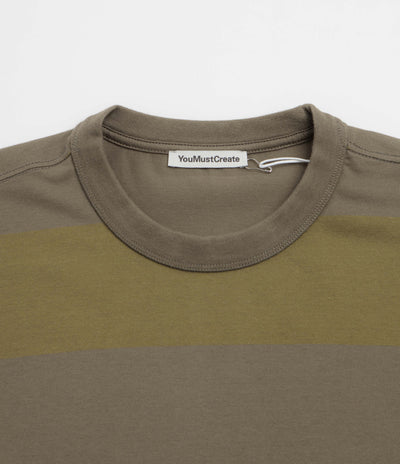 YMC Triple Wide Stripe T-Shirt in Green and Multi