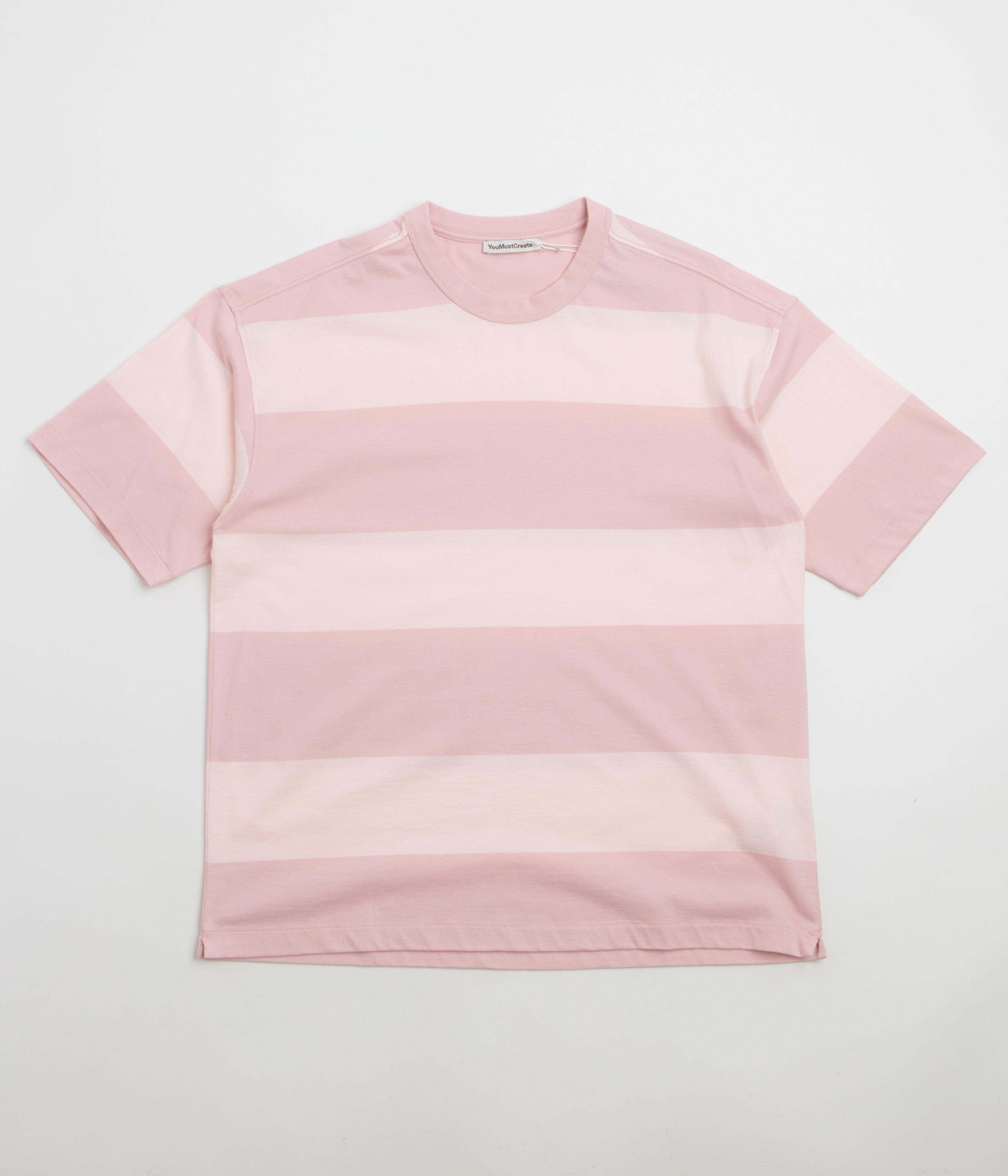 YMC Triple Wide Stripe T-Shirt in Pink and Multi