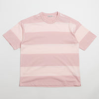 YMC Triple Wide Stripe T-Shirt in Pink and Multi thumbnail