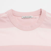 YMC Triple Wide Stripe T-Shirt in Pink and Multi thumbnail