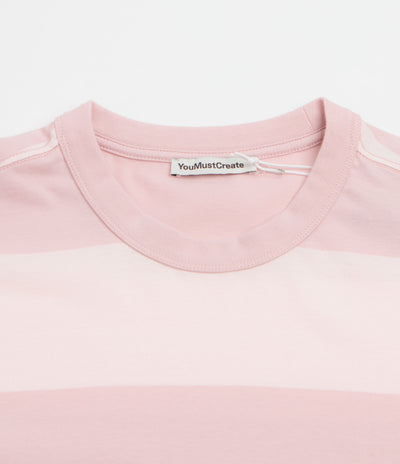 YMC Triple Wide Stripe T-Shirt in Pink and Multi