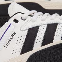 Adidas Tyshawn Shoes in Cloud White and Core Black / Collegiate Purple thumbnail