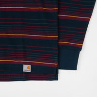 Carhartt Novi Stripe Long Sleeve Polo Shirt - Duck Blue thumbnail