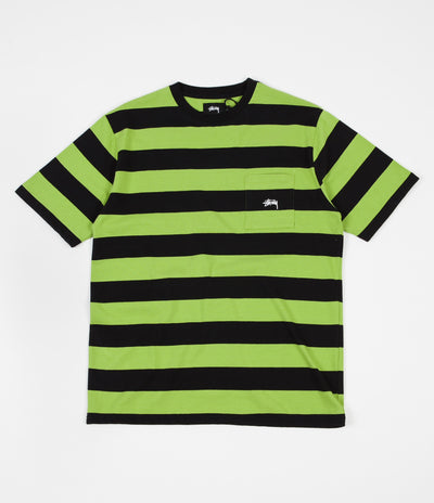 Stussy Range Stripe Pocket Crewneck T-Shirt - Black