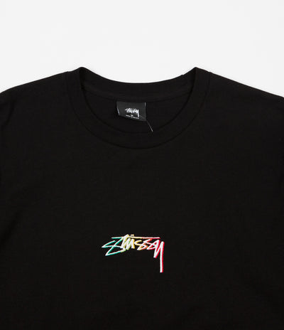 Stussy Smooth Stock Embroidered Long Sleeve T-Shirt - Black