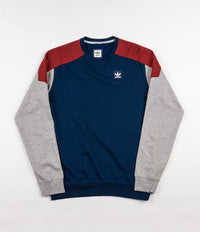 Adidas Climalite Nautical Crewneck Sweatshirt - Mystery Red / Mystery Blue / Medium Grey Heather / White